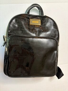 Betsey Johnson Black Patent Embossed Logo Backpack - NWOT - Wordplay